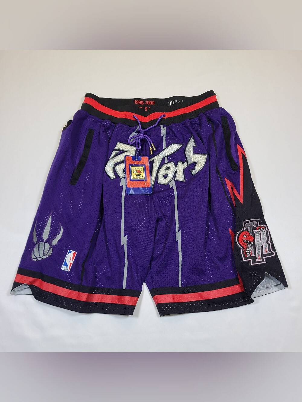 E1 Just Don Toronto Raptors NBA Basketball Shorts Purple Mesh Mens L